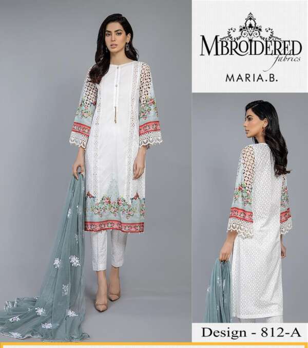 MARIA B 2Pc Lawn Suit Embroidery Printed MBROIDED 812A