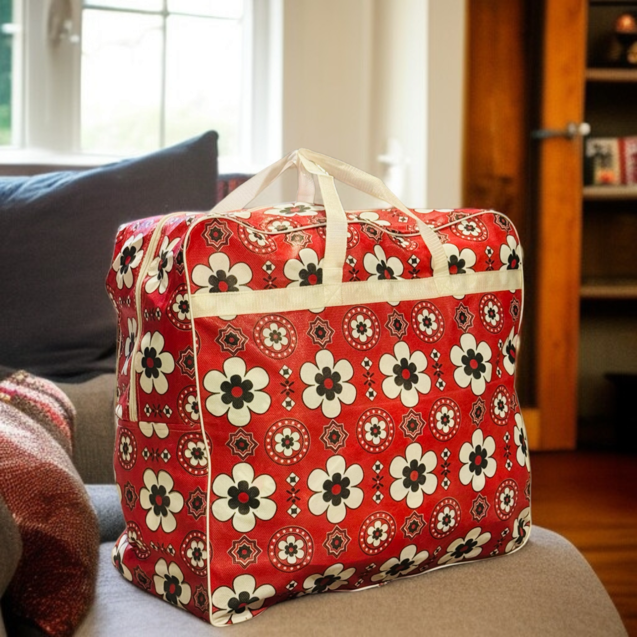 110GSM Non-Woven Luggage Bag (Ajrak Red) - Image 3