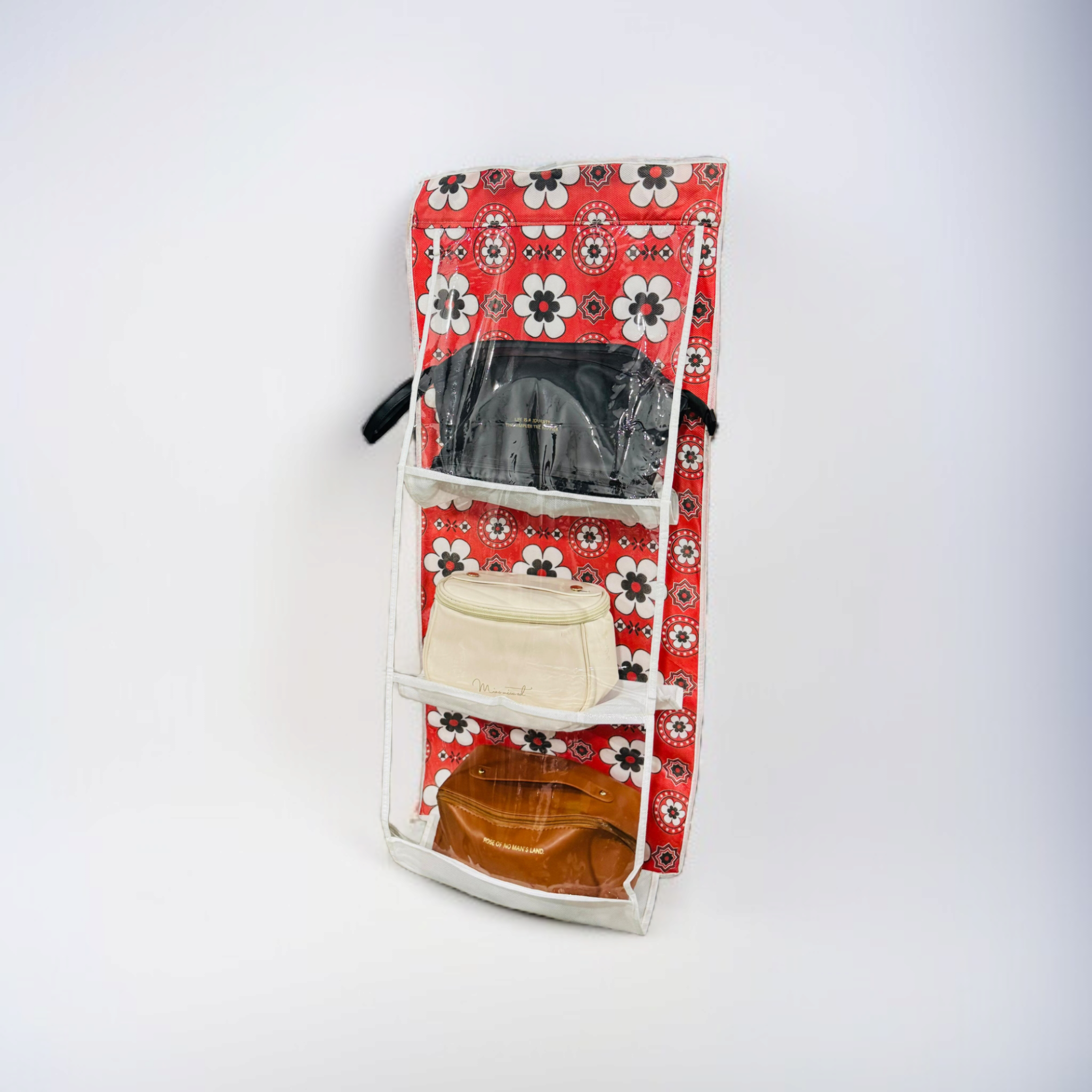 6 slots Bag Holder organizer (Red Ajrak) - Image 4