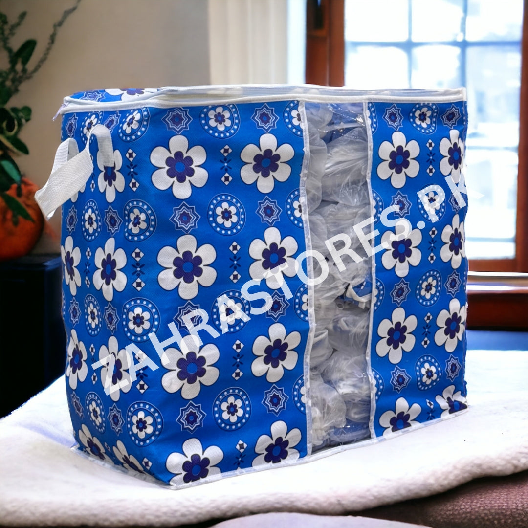 110GSM Cloth Storage Bag 1 Pc (Ajrak)-Blue - Image 2