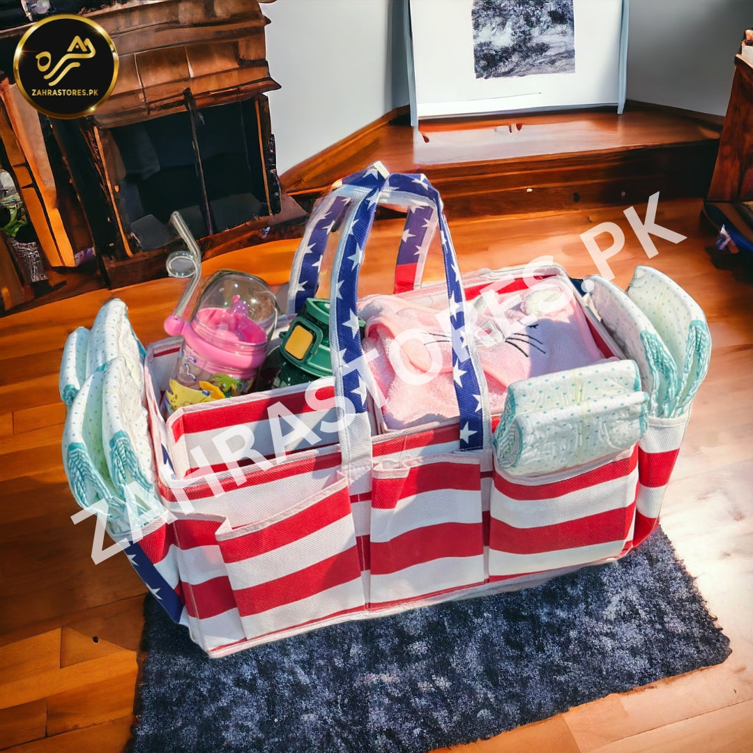 Baby Diaper Caddy Organizer (USA Flag) - Image 2