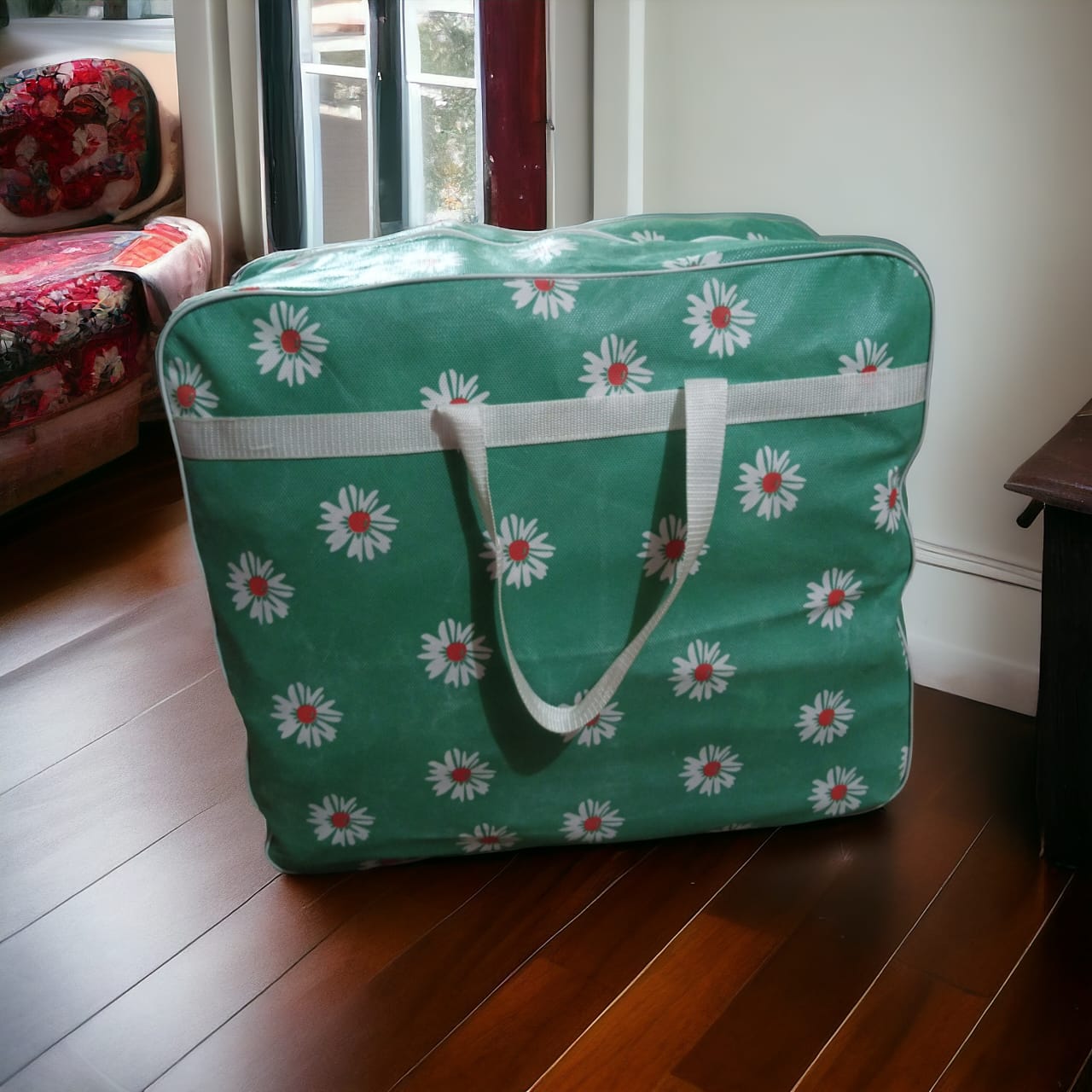 110GSM Non-Woven Luggage Bag (Green Flower) - Image 5