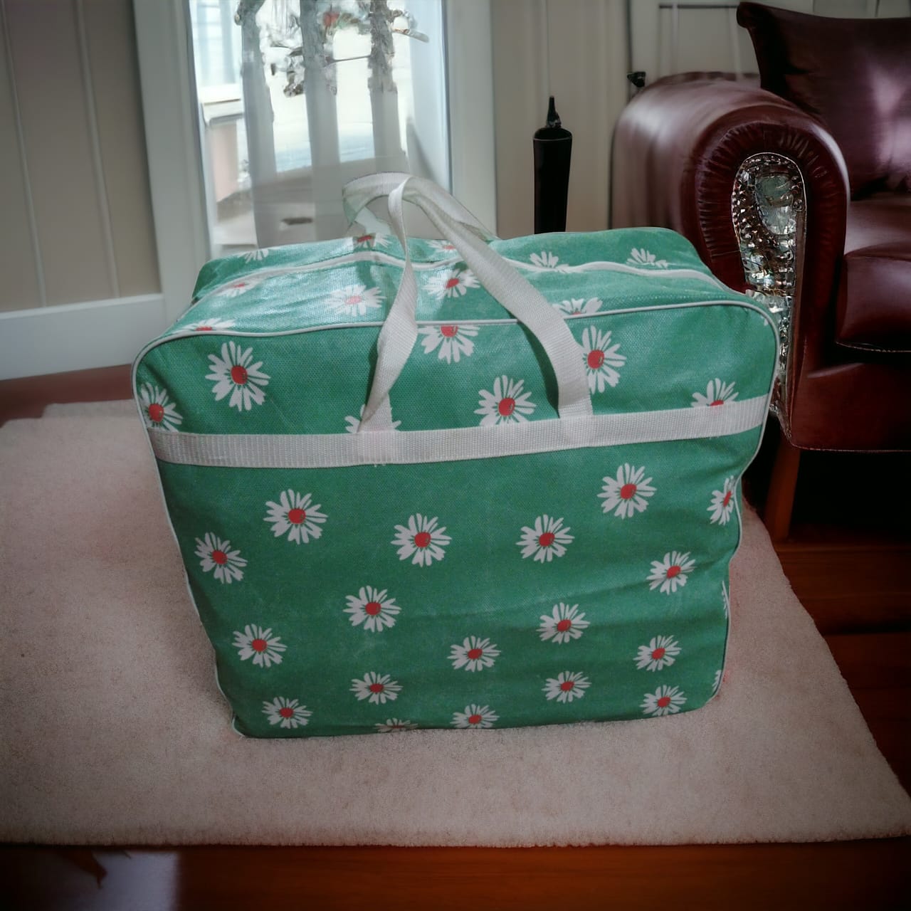 110GSM Non-Woven Luggage Bag (Green Flower) - Image 6