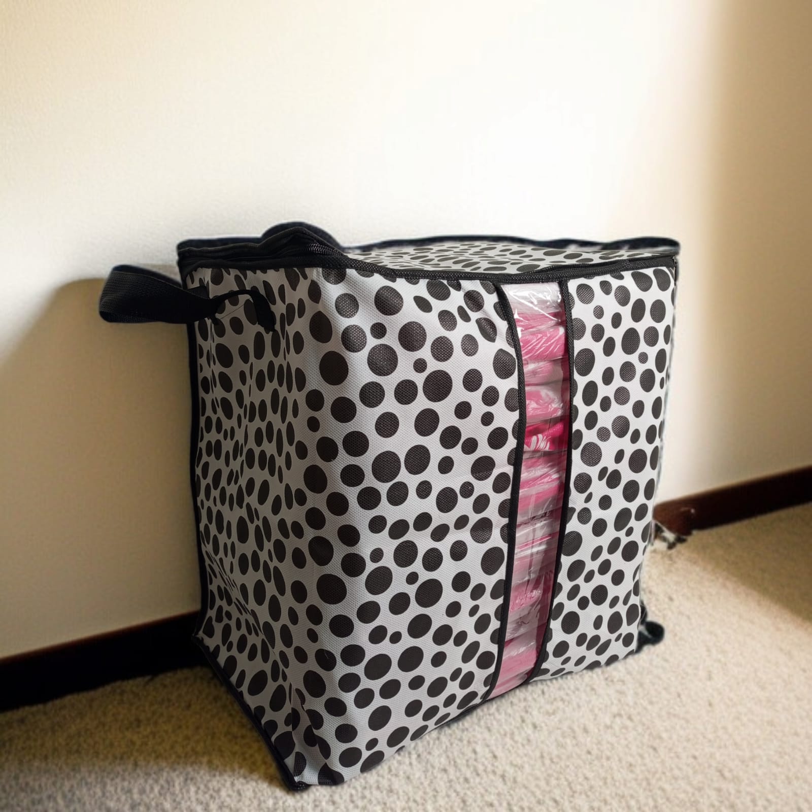 110GSM Cloth Storage Bag 1 Pc Black(Polka Dot) - Image 2