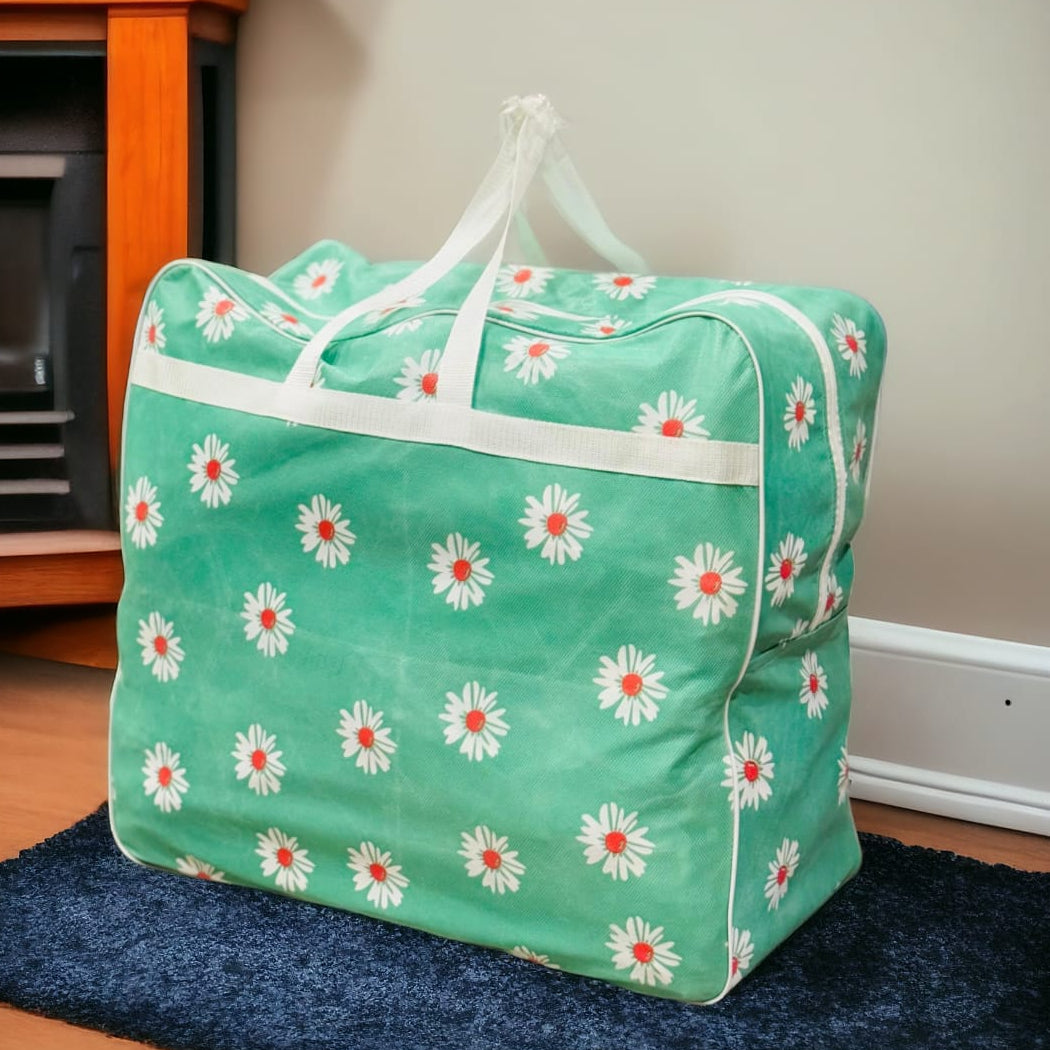 110GSM Non-Woven Luggage Bag (Green Flower) - Image 2