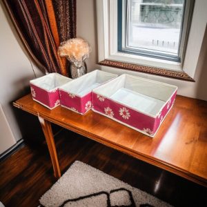 3 Pc Printed Storage Organizer-Pink Flower