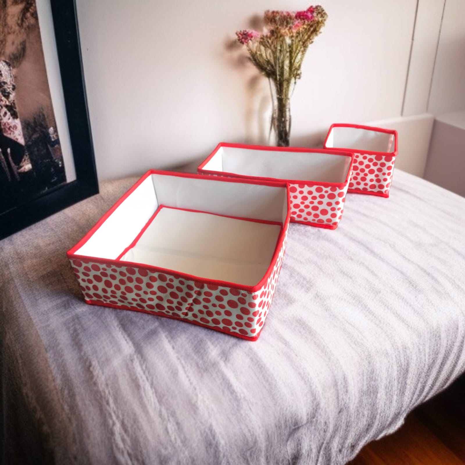 3 Pc Printed Storage Organizer Red-(Polka Dot) - Image 3